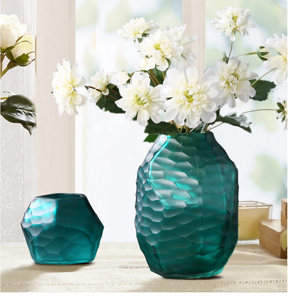 Europe diamond glass vase High-quality Hydroponics dried flowers arrangement Tabletop large vase living room home decoration