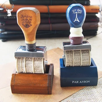 

DIY Wooden Handle Date Stamp for Scrapbooking Kawaii Office Stationery Zakka Decal Escolar School Supplies Craft Stamps