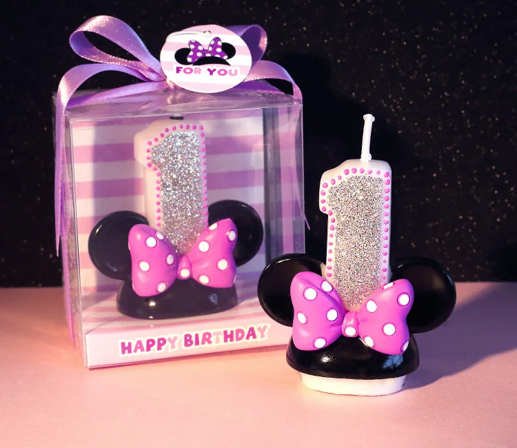 

1pcs Kid's birthday cake party anniversary silver candle pink cartoon digital baby shower full moon smokeless candles