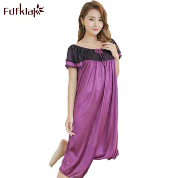 

Fdfklak Summer Sexy Silk Nightgown For Pregnant Women Maternity Dresses Red/Purple Pregnancy Sleepwear Plus Size L XL XXL F97