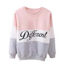 Hot Women's Letters Printed Different Mix Casual Loose Sweater Pullover