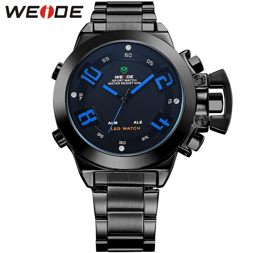 

WEIDE Men Sport Watch Quartz Digital Dual Auto Date LED Wristwatch Military Relojes Hombre 2018 Fashion Casual Alarm Clock