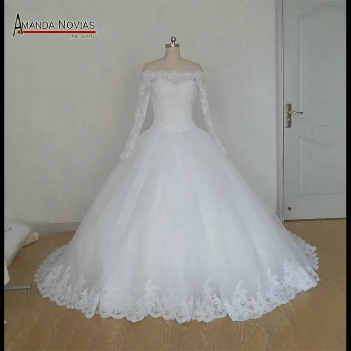 

vestido de noiva Custom Made Bridal Dresses Wedding Gowns robe de mariage Western Ball Gown Boat Neck Wedding Dresses 2017
