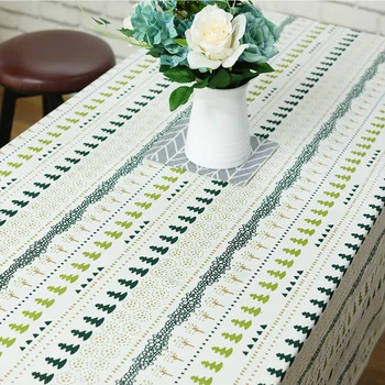 

Small Pine Tree Decorative Tablecloth Canvas Dinner Table Cover American Rural Style Rectangular Table Desktop Cloth Decoration