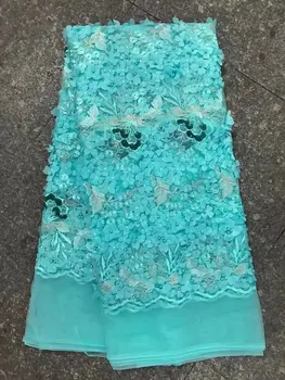 

New Wedding Dresses Fashion Mesh Cloth Embroidery Lace Fabric 3D Flowers Beads African Lace Fabric 2017 High Quality Tulle Lace
