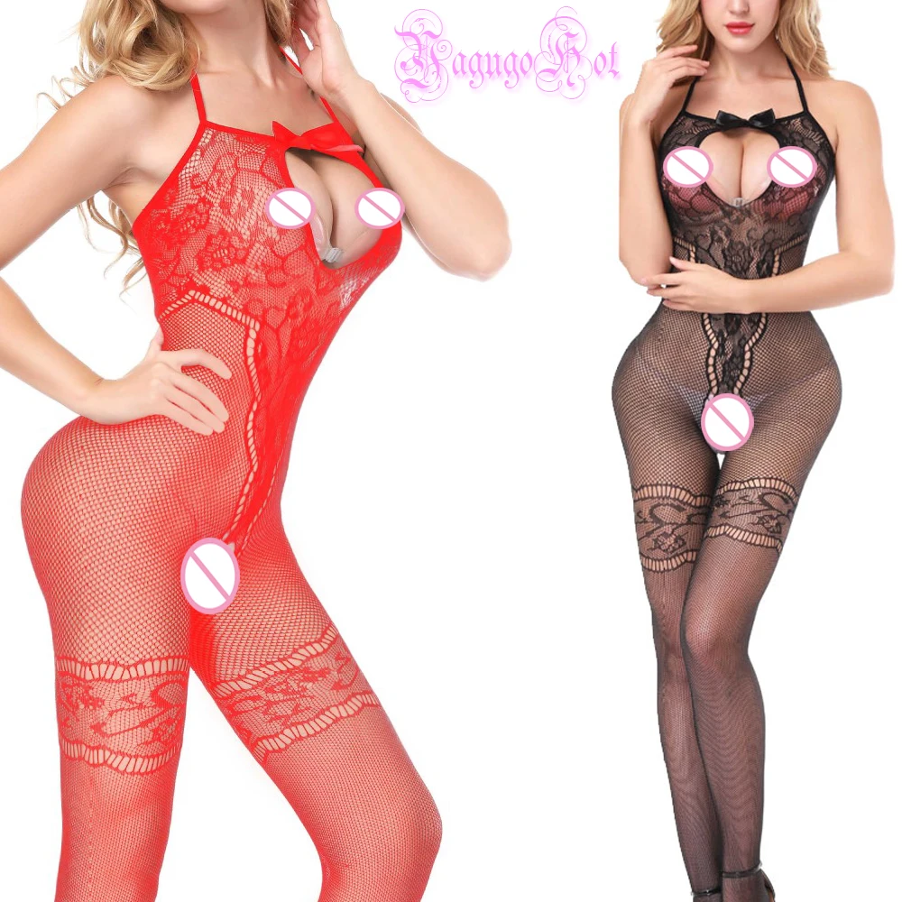 

Halter Bandage Backless Keyhole Open Bra Crotch Lace Bowknot BodyStocking Bodysuit Babydoll Latex Catsuit Erotic Hot Lingerie