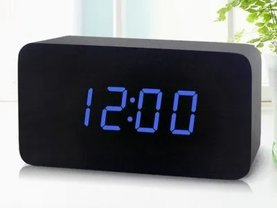 В античном стиле деревянный часы Iuminous черный белый ночь об искусстве+ дата+ время часы временный домашний офис - Цвет: 012 black blue light