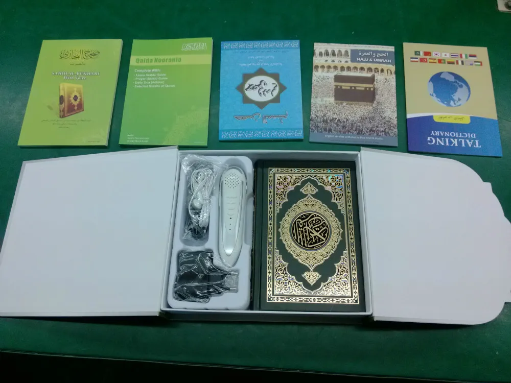 Мусульманский Хиджаб цифровая ручка quran Reader малайский французский, испанский, Дари, Боснийский, немецкий, урду слово через слово функция