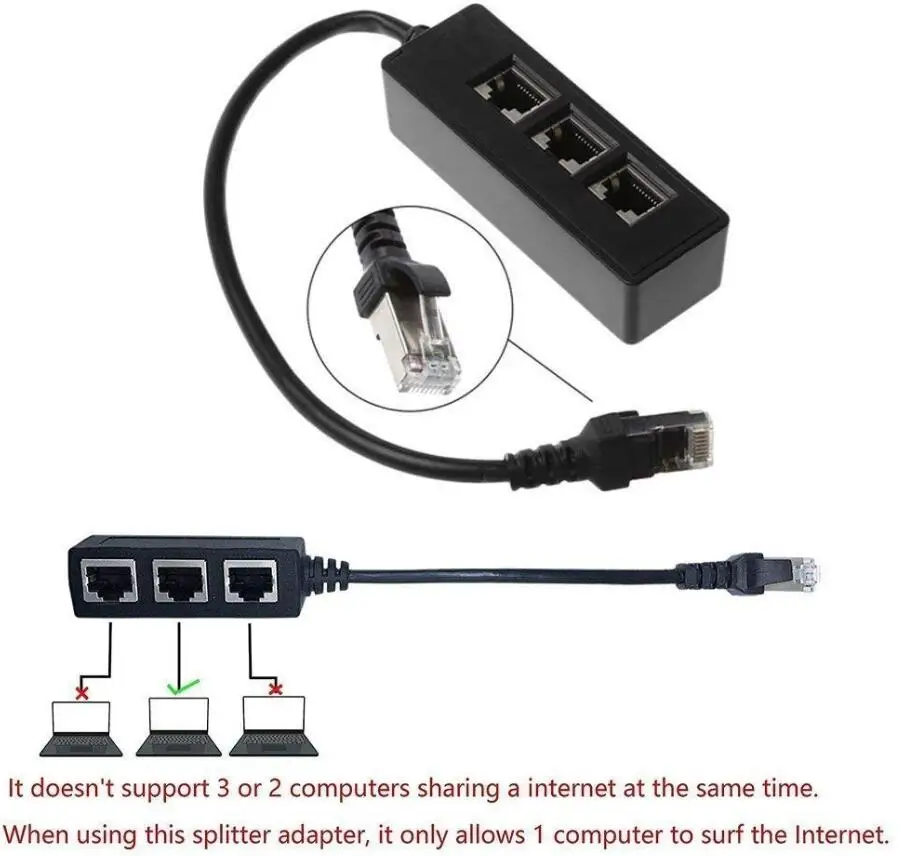 LBSC RJ45 сети 1 до 3 Порты и разъёмы Ethernet адаптер Splitter, Jackiey RJ45 Мужской до 3 х Женский LAN Ethernet Splitter Кабель-адаптер