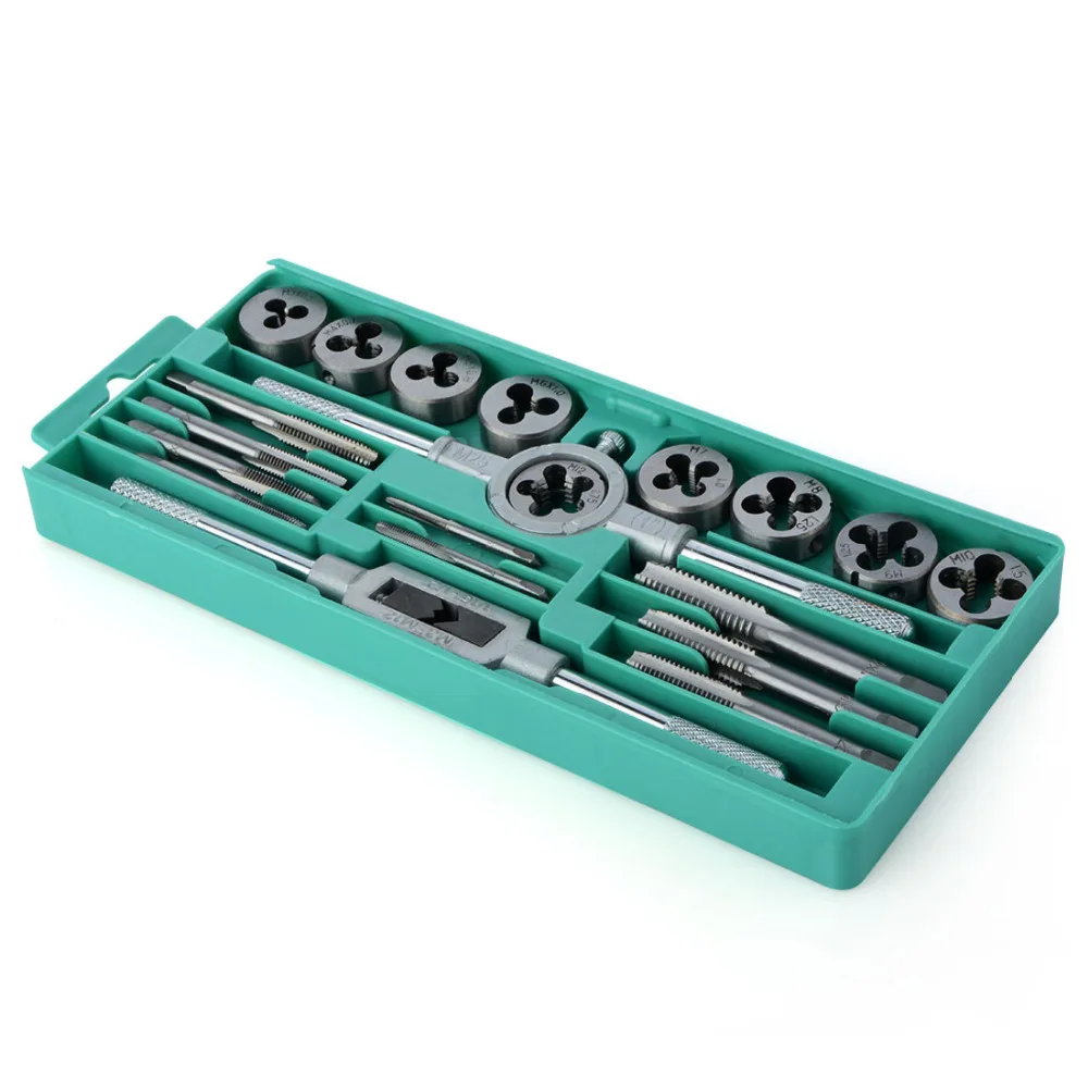 

New 20pcs Tap Dies Set 1/16''--1/2'' NC Screw Thread Plugs Taps Carbon Steel Hand Screw Taps Hand Tools