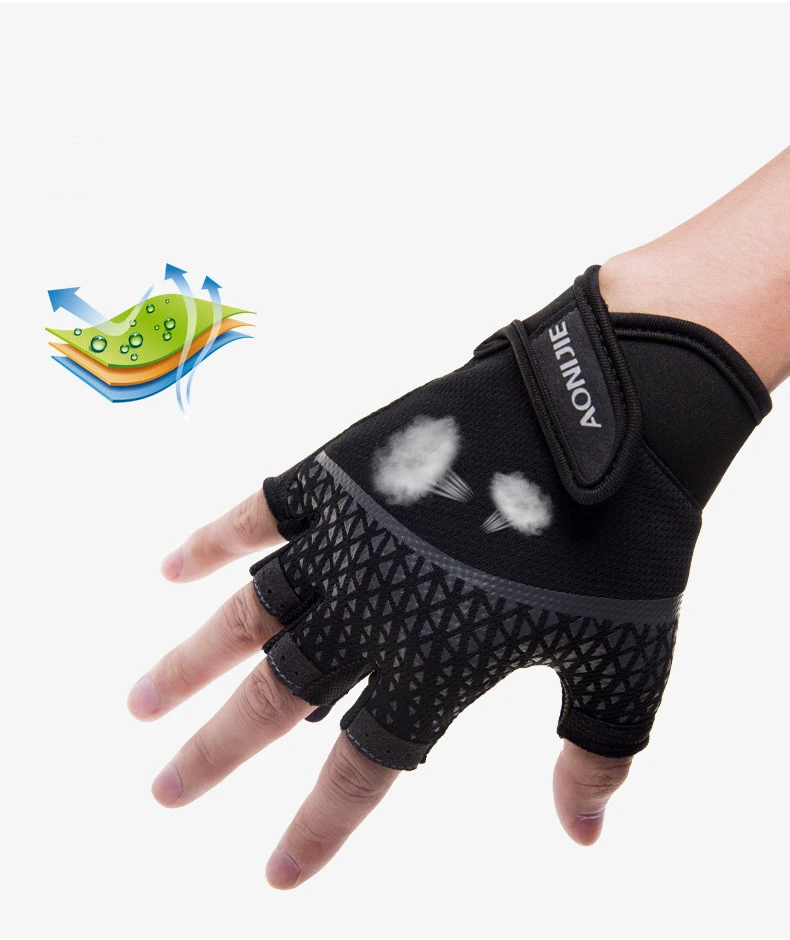 Aonijie Half Finger Sports Gloves Breathable Damping Anti-slip Cycling Running Camping Glove M52