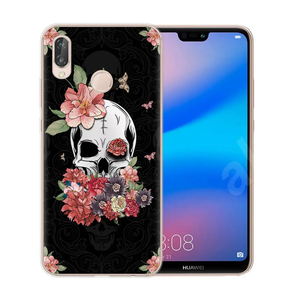 Чехол для телефона в стиле ретро с изображением цветка черепа Huawei P20 P10 Lite Pro P9 P8 2017
