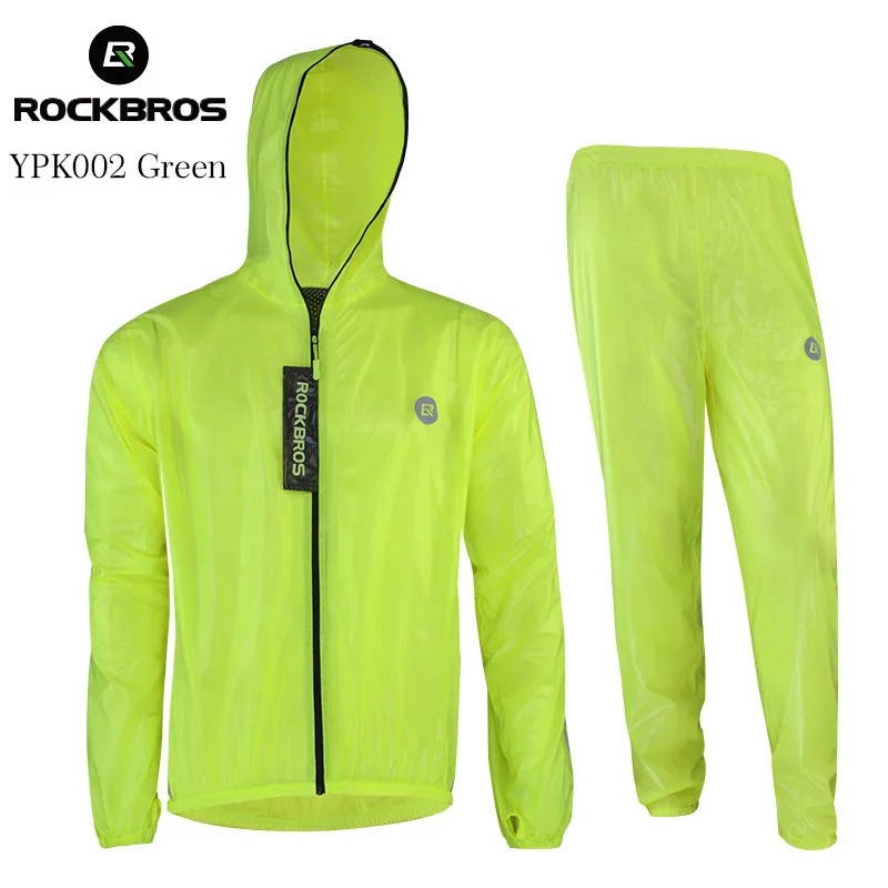 YPK002 Green Set ROCKBROS Велоспорт Джерси плащ водонепроницаемый дышащий MTB дорожный велосипед куртка анти-пот унисекс Одежда для велоспорта оборудование - Цвет: YPK002 Green Set