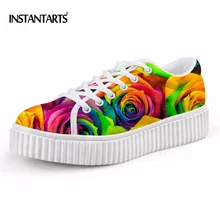INSTANTARTS/стильная женская повседневная обувь на платформе с цветочным принтом; лёгкие туфли на плоской подошве для женщин; женская обувь на толстой подошве; сезон весна-лето