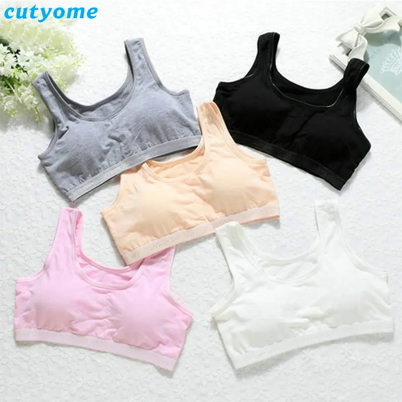 2017 New Direct Selling 1pc Solid Girls Training Bras Kids Wireless Young For Children Girls Teenage Puberty Underwear Clothes