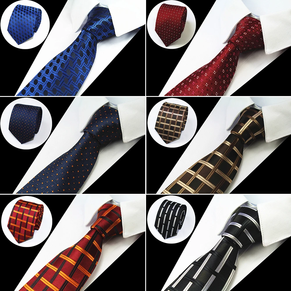 Rbocott Fashion Brown Tie Checked Dot Plaid Ties 7cm Tie For Men Suit Business Wedding Party Neckties Blue Tie 7cm Tie Tie 7cmties For Men Aliexpress