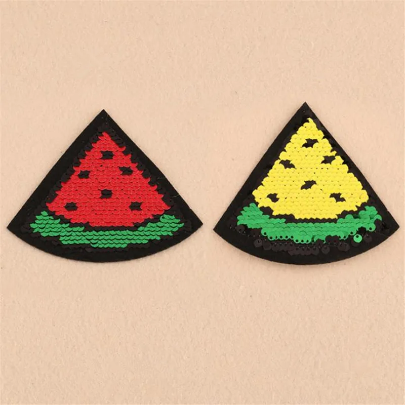 

Reversible change color sequins fruit patch deal with it clothes watermelon iron on patches for clothing t shirt women stickers