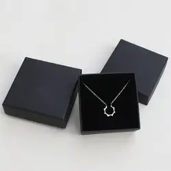 1 шт. брендовые черные бумажной упаковки, подарочные коробки без логотипа для Jewelry браслет ожерелье серьги-кольца упаковочные коробки набор