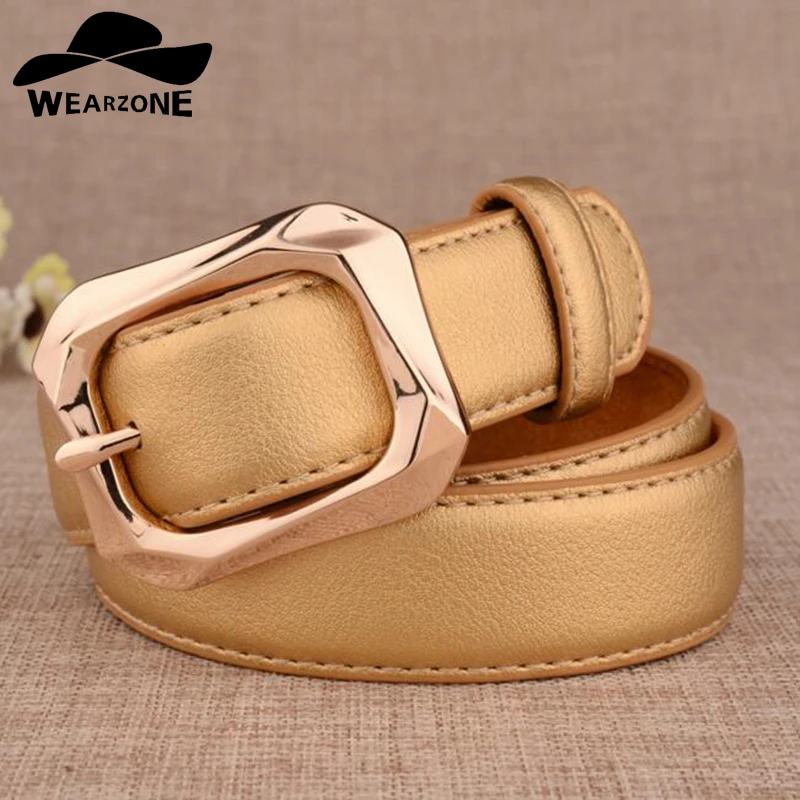 

WEARZONE 100% cowhide belt genuine leather women belt cowskin woman's fashion belt white skinny women belts auto buckle