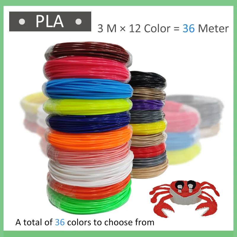 

3m x 12 color 3d pen filament PLA for 3d pen printer plastic 36 colors maker gifts petg the papa robot gift for kids