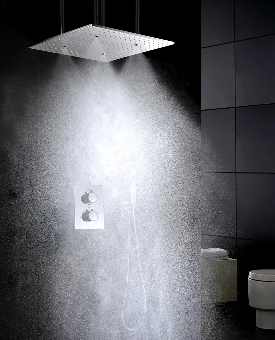 

20 Inch Atomizing And Rain Shower Head Easy-Installation Embedded Box Shower Valve Thermostatic Bathroom Shower Faucet Sets