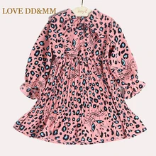 Красивые платья для девочек DD& MM Новинка осени года, детская одежда модное плиссированное платье из шифона с длинными рукавами и леопардовым принтом для девочек