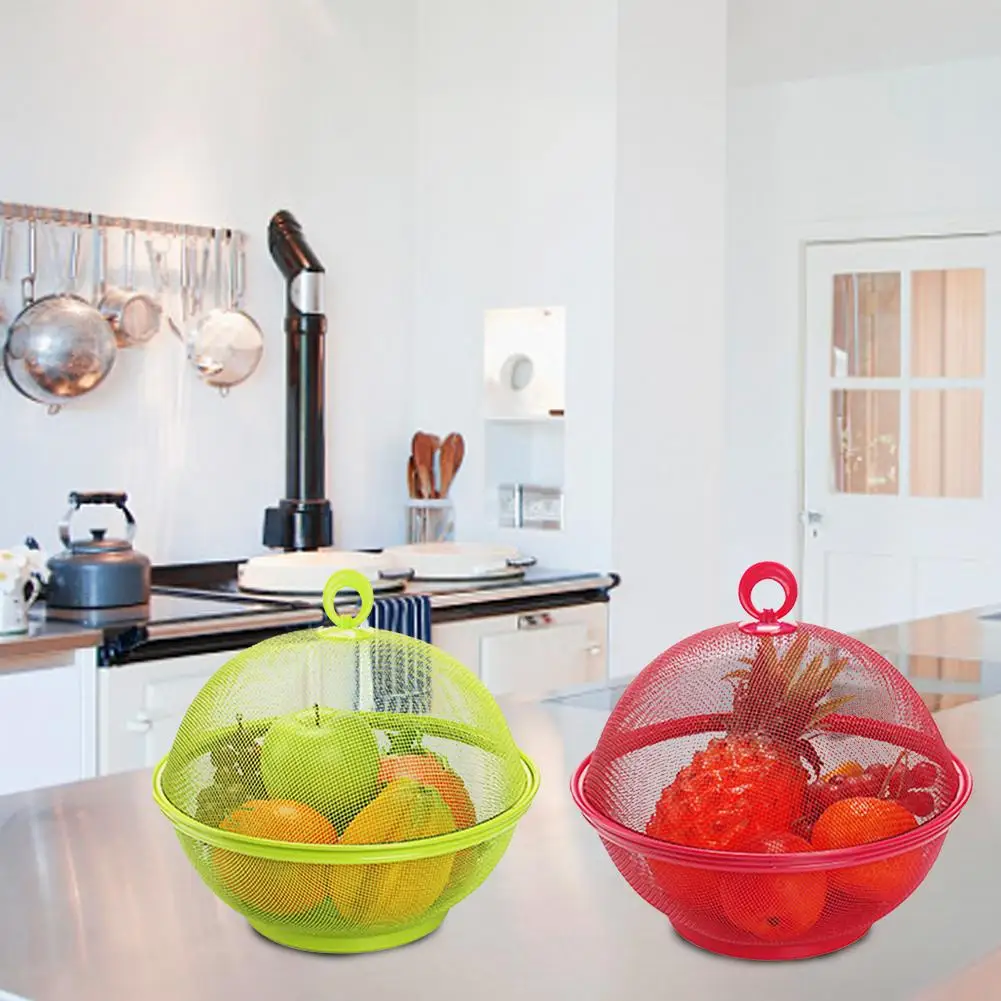 Fruit Basket Apple Shape Mesh Fresh Fruits Storage Basket with Cover Dining Table Decoration Storage Box Fruit Plate Washing Drain Basket Keep Flies /& Unwanted Insects Out