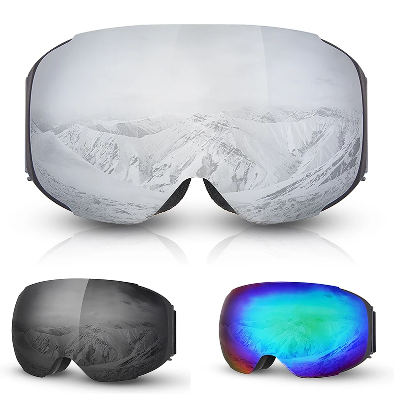 Лыжные очки с магнитными двухслойными линзами, маска для снегохода, противотуманные очки UV400, очки для сноуборда для мужчин и женщин, съемные лыжные очки