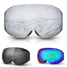 Лыжные очки с магнитными двухслойными линзами, маска для снегохода, противотуманные очки UV400, очки для сноуборда для мужчин и женщин, съемные лыжные очки