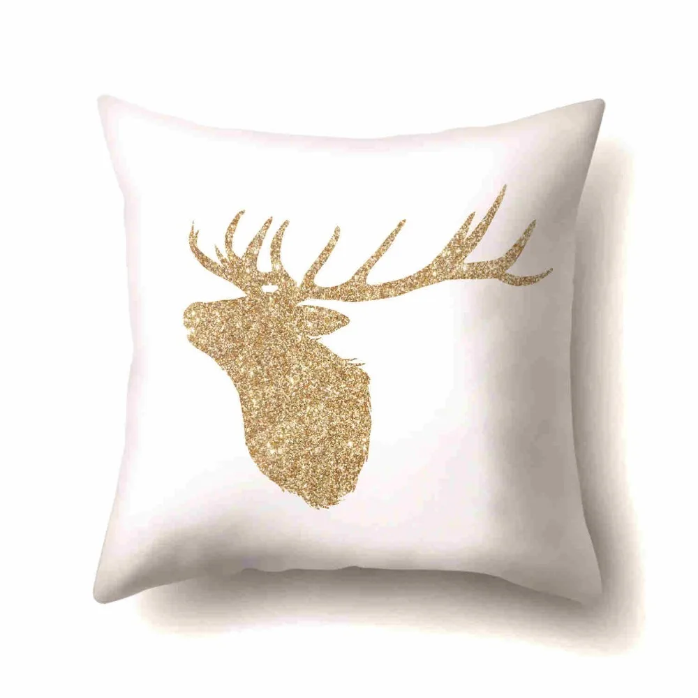 New Hot Shiny Nordic Simple Bronzing Deer Printed Cushion For Sofa Car Home Decor Art Outdoor Seat Chair Throw Pillow Cojines