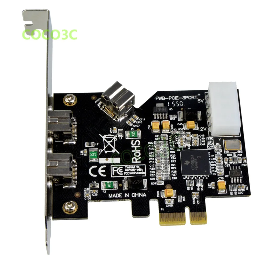 2 + 1 порта 1394B PCIe карта PCI express до 3 портов Firewire 800 400 IEEE 1394 для HD DV регистратор