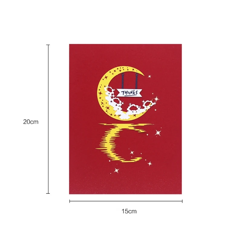  3D Pop Up Moon Card Handmade Happy Birthday Christmas New Year Invitation - 32858102607