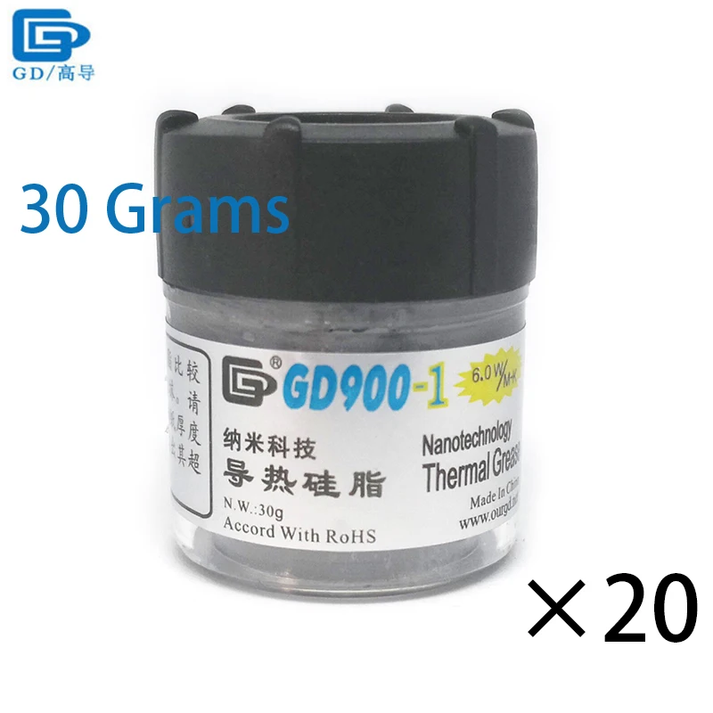 Top GD900-1 Thermal Conductive Grease Paste Silicone Plaster Heat Sink Compound 20 Pieces Net Weight 30 Grams Containing Silver CN30 1
