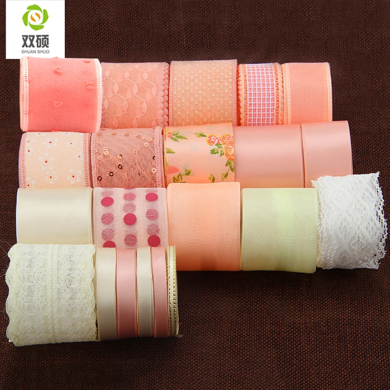 

Pink Series Ribbon For Diy Handmade Gift Craft Packing Hair Accessories Wedding Materials Package Mix Color 21pcs High quality