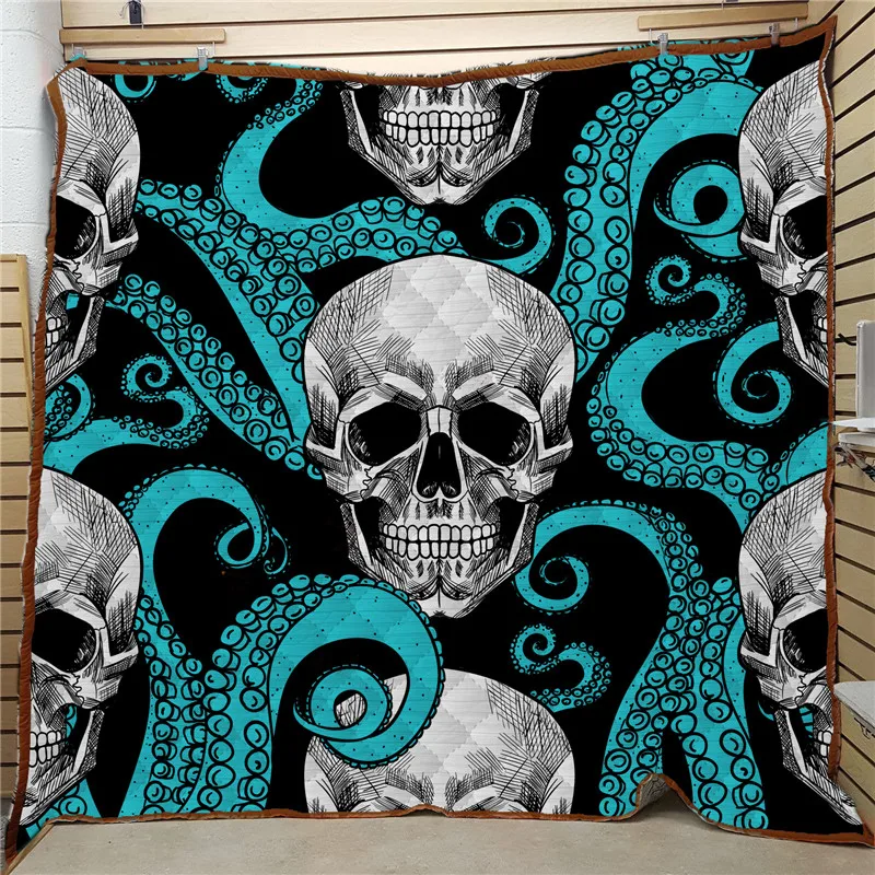 

Square King Size Quilts Skull Colchas De Verano Quilted Bedspread Colchas Para Cama Edredon Verano Edredones Drop Shipping