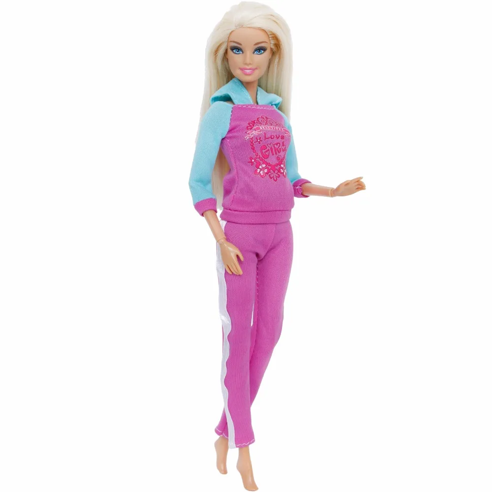 Handmade Sport Outfit Casual Wear Long Sleeves Blouse Trousers Yoga Suit Accessories Clothes For Barbie Doll Dollhouse Gift Toy