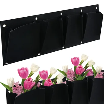 

1PC 4 Pockets Planting Bags Seedling Wall hanging Wall Planter Non-woven Fabrics Horizontal Hanging Wall Garden 65x26cm