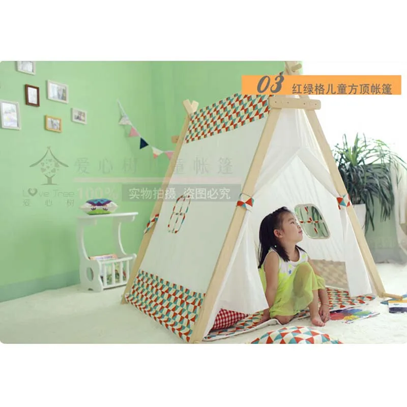 Children teepee cotton canvas tent  indoor baby toys play tent  little game teepee house