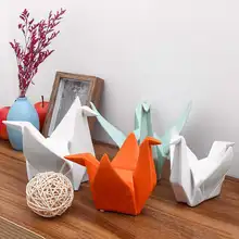 Новая нордическая современная абстрактная керамическая статуя оригами, статуэтка животного, скульптура для украшения дома, подарки