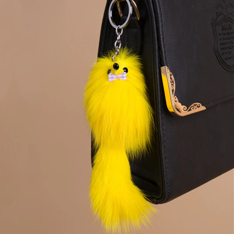 Брелок для ключей из натурального Лисьего меха 17 см|bag charm|women keychainfashion keychain |