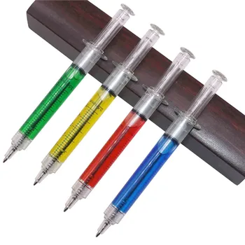 

4 pcs Syringe Ballpoint Pen 0.7mm bullet tip New strange learning stationery writing pen Gift stationery set Rollerball pen