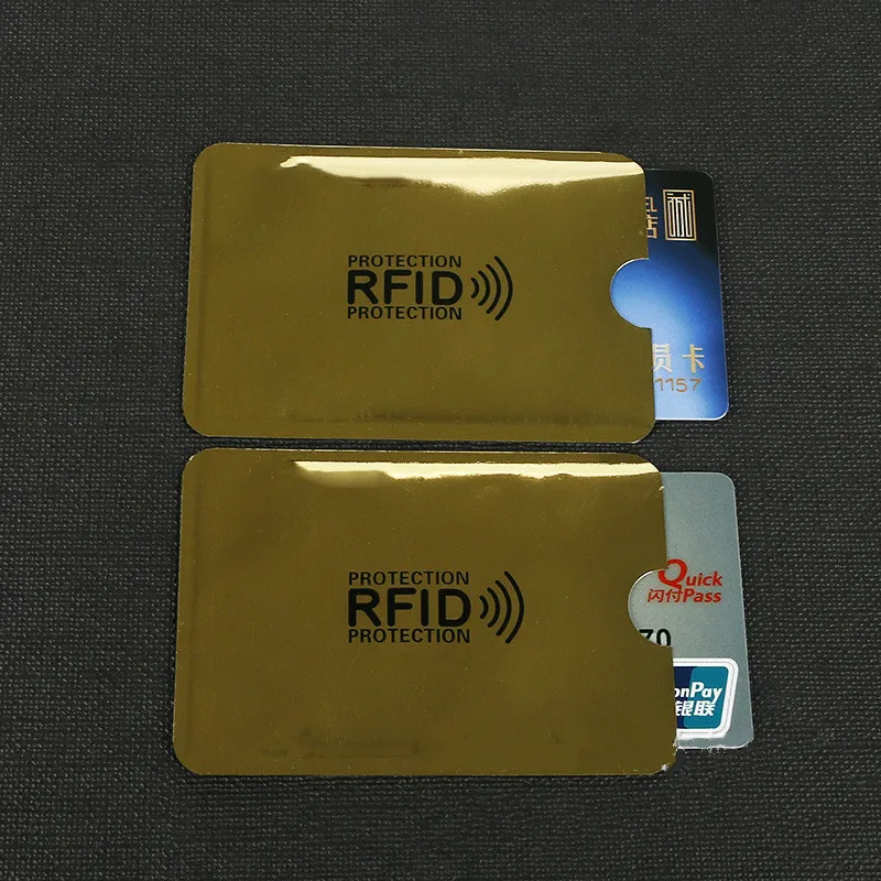 

10 pcs Yellow Anti-Scan Card Sleeve Credit RFID Card Protector Anti-magnetic Aluminum Foil Portable Bank Card Holder
