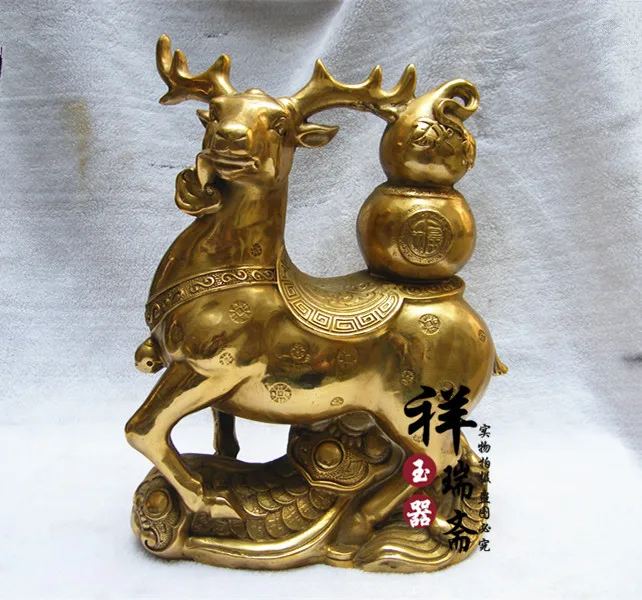 A copper gourd sika deer (Fu Lu) Feng Shui activities Home Furnishing