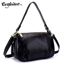 Corfeiter, натуральная кожа, женские сумки, двойная молния, Хобо, женская сумка на плечо, женские сумки-мессенджеры, Ретро стиль, через плечо, 16