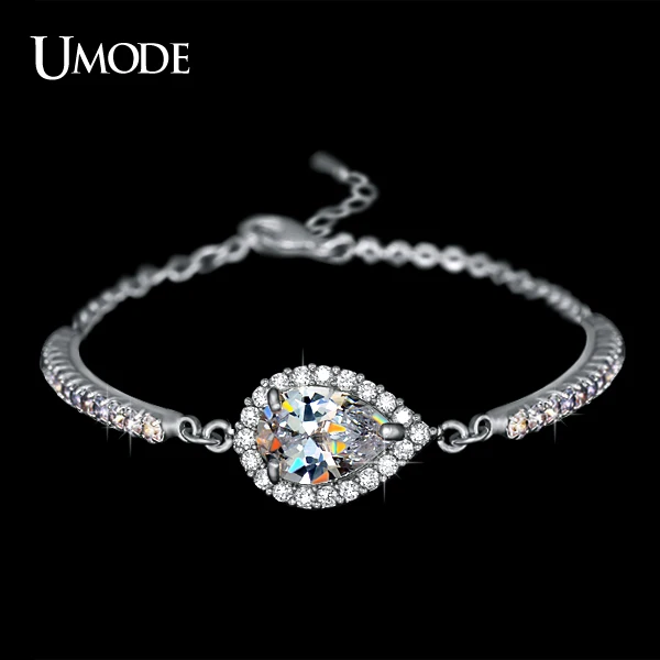 font b UMODE b font Hot Selling Rhodium plated 2ct Top Grade Pear Cut AAA