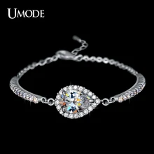 UMODE Hot Selling White Gold Color 2ct Top Grade Pear Cut AAA CZ Chain Bracelets For
