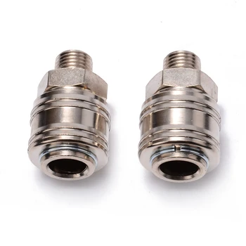 

2pcs 1/4 BSP Male Line Hose Connector Euro Female Quick Release Fitting Coupling Set For Air Compressor
