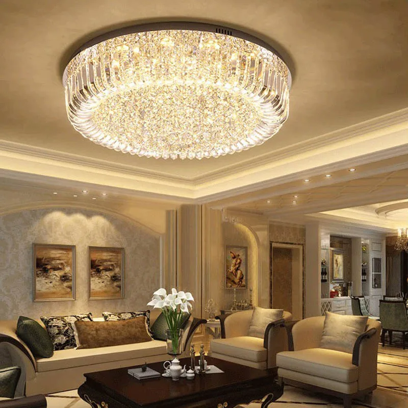

LED ceiling lamp simple modern crystal lamp living room round atmosphere lamps warm bedroom ceiling LED crystal lamp led light