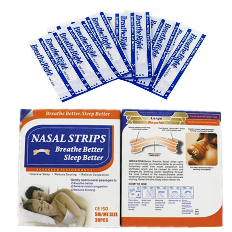 

60pcs=2boxes/lot (66x19mm) New Anti Snoring Nasal Strip Stop Snore Breathe Right Nose Strips for Sleep Better
