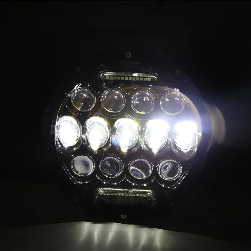 Black 7 Inch 75W Round Daymaker LED Projector Headlight Waterproof Bulb for Harley Davidson Motorcycle & Jeep Wrangler LED Headlamp  (18)